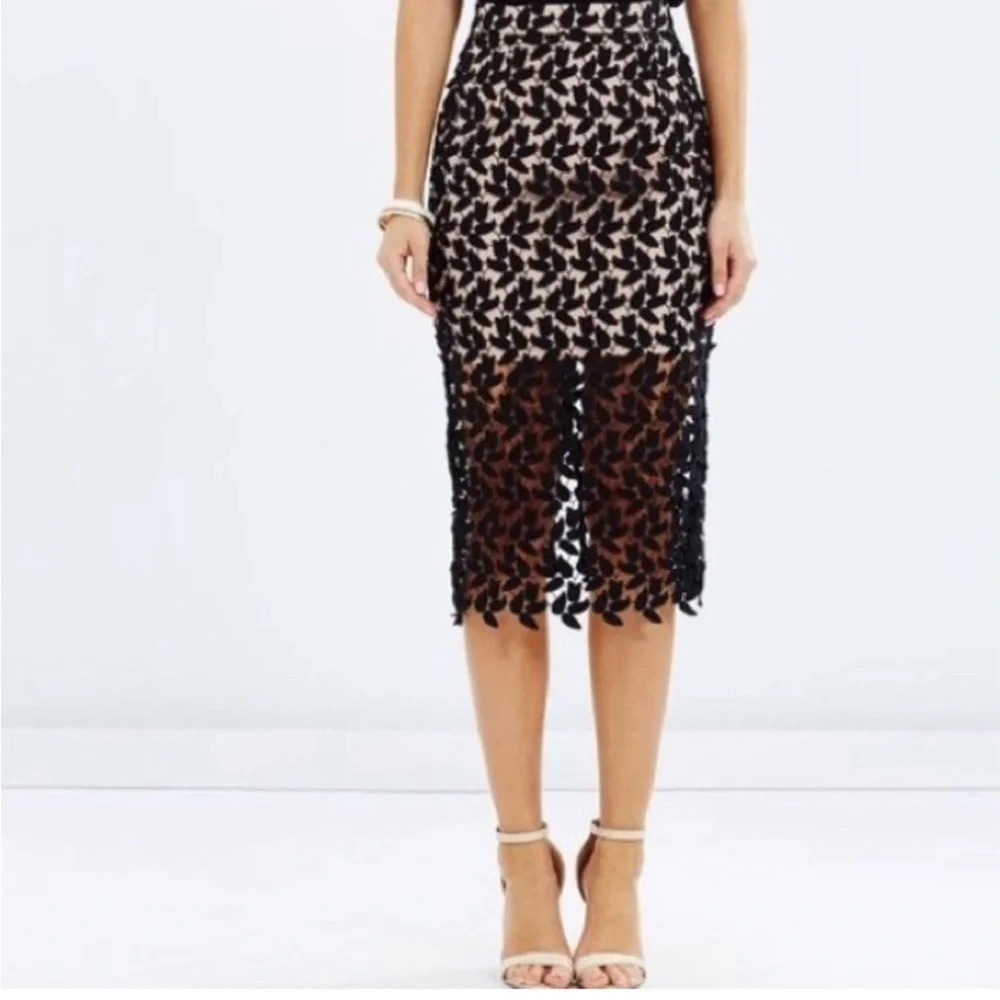 Bardot black lace midi skirt D-10